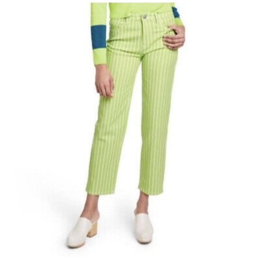 Women's Pinstripe High-Rise Straight Leg Jeans - Victor Glemaud x Target Lime Gr